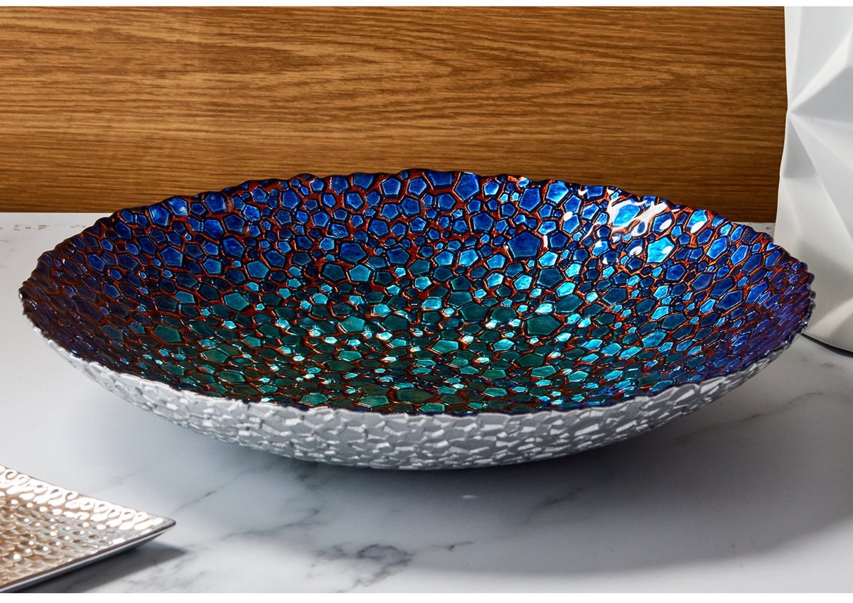 Anton Studio Design glazen decoratieve schaal mozaïekkom 33 cm