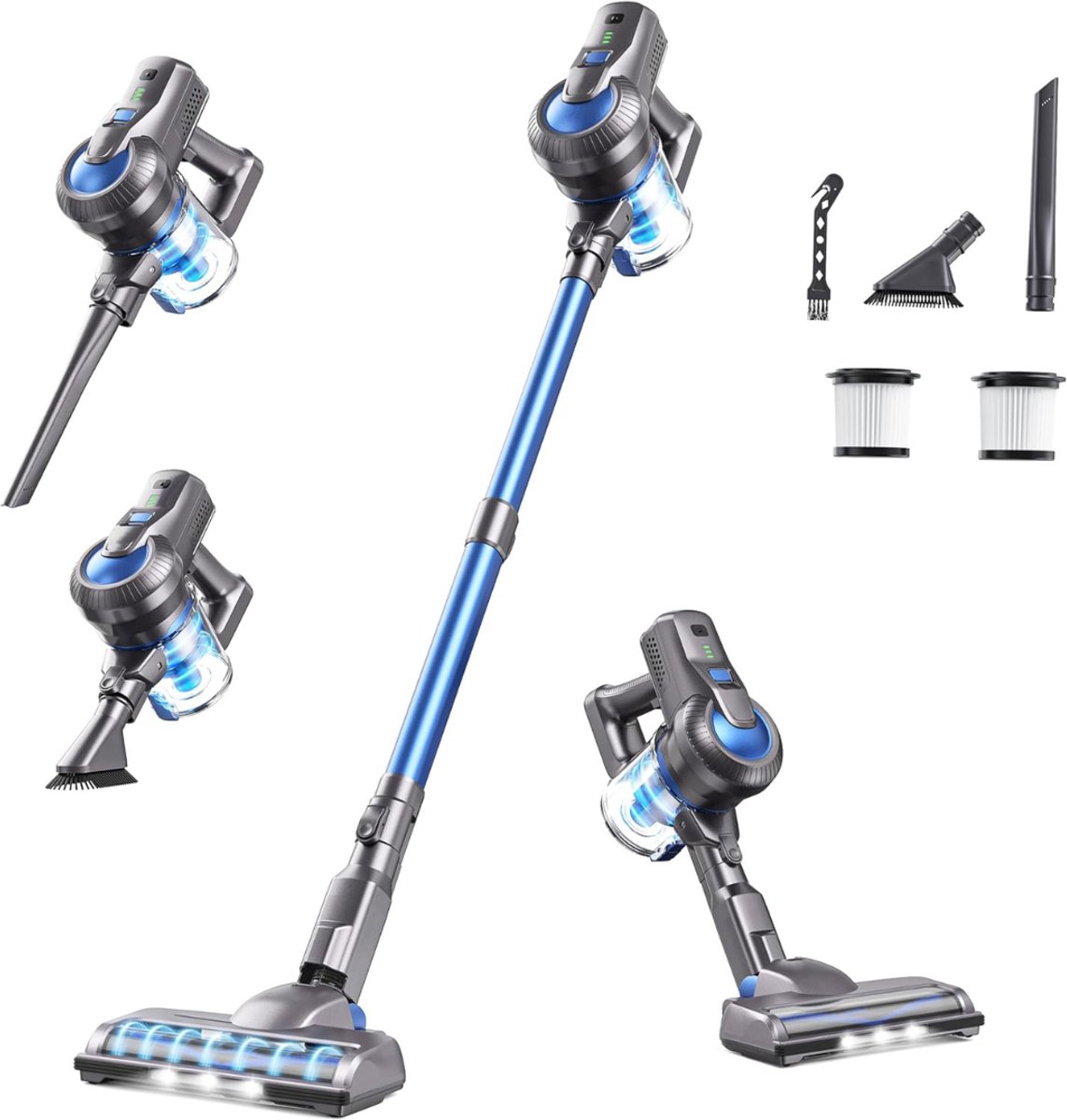 mavoa® Steelstofzuiger draadloos - Steelstofzuifer zonder zak met accu - Steelstofzuigers met kruimeldief