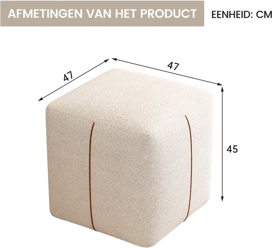 Poufs Guyii Meubella, Tabouret bas carré, tabouret de maquillage moderne, pouf beige, repose-pieds rembourré, adapté au salon, à la chambre, au hall.