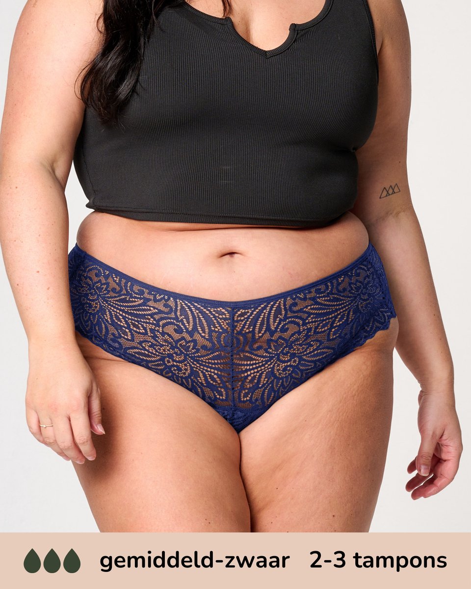 Moodies menstruatie ondergoed - Hipster Lace - gemiddeld kruisje - maat XXL - Navy