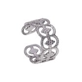 Aramat Jewels | Ringen | Stalen Verstelbare Ring - Polka Dot - 10mm Breed | Zilverkleur | |10mm | Staal | Volwassenen | Verkleurd niet