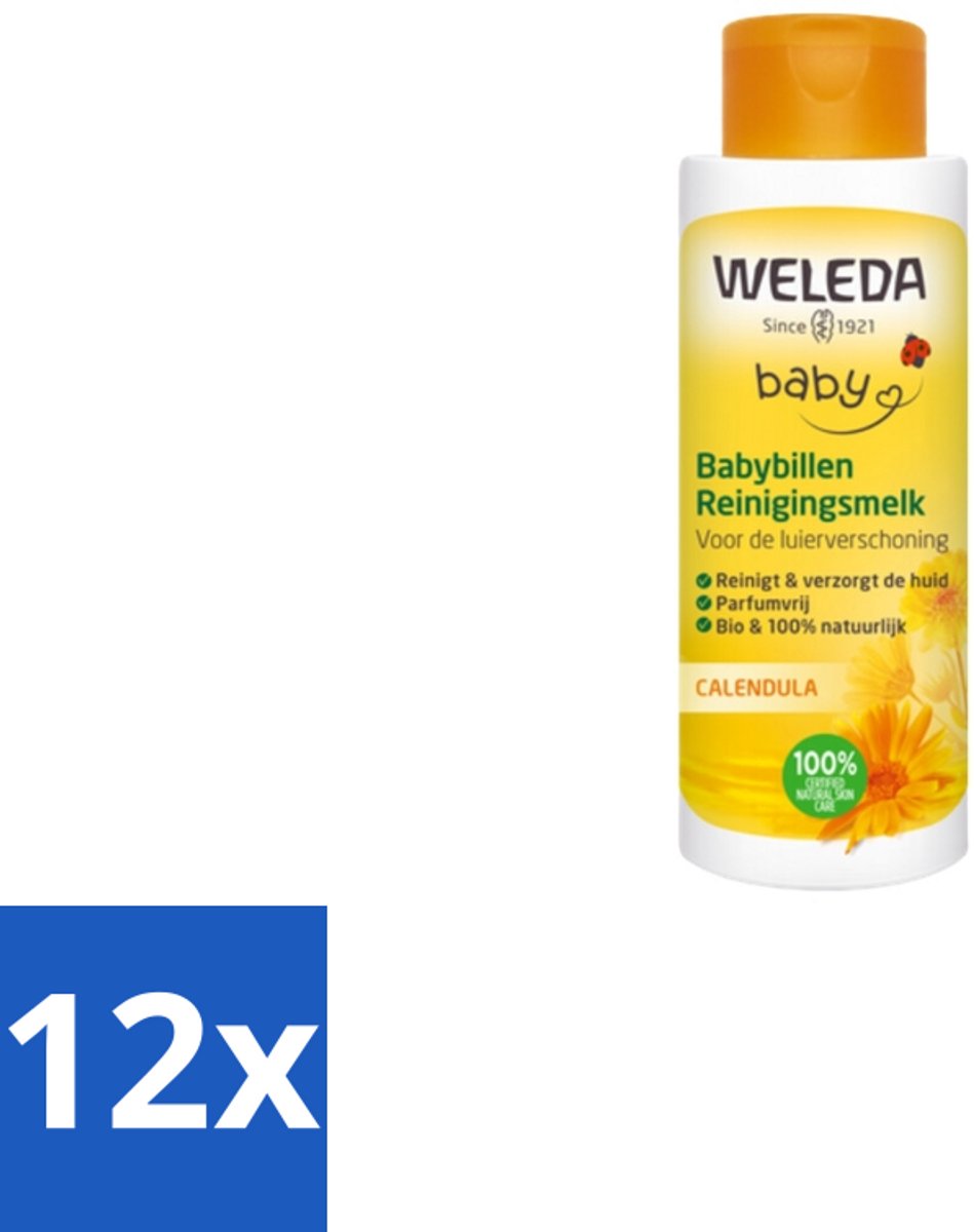 Image of 12 x WELEDA - Reinigingsmelk - Babybillen Calendula - 400 ml - Babyverzorging - Babybillen - Reinigingsmelk - Calendula - Natuurlijke Verzorging