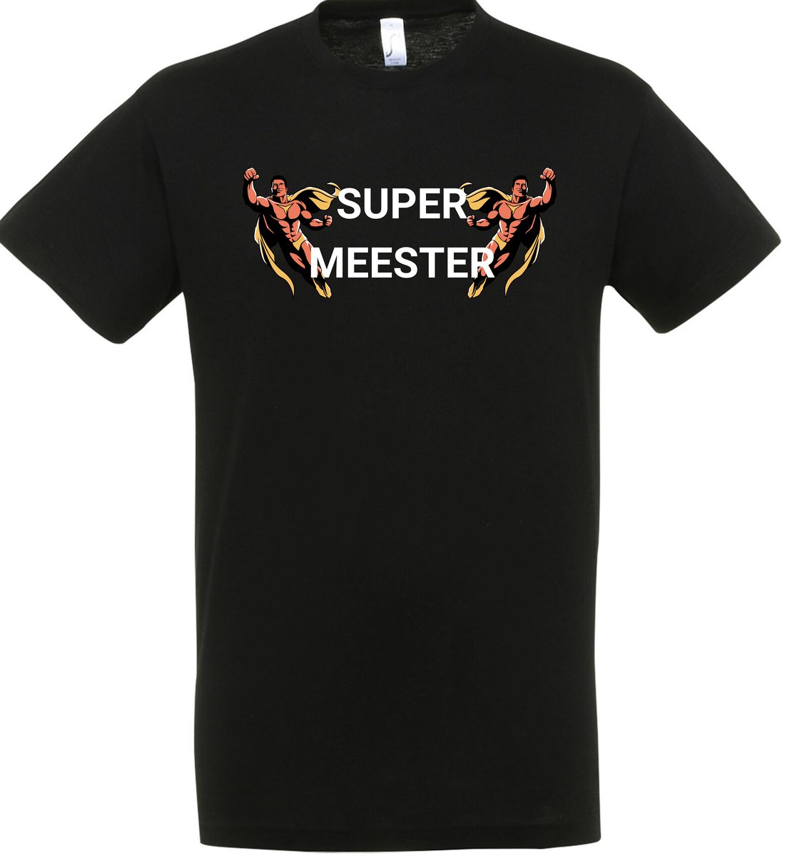 Super Meester T-shirt - Heren T-shirt - Zwart - Meesterdag - Juffendag - Meesterdag Cadeau - Supermeester - De beste meester - Meester T-shirt - Meester bedankje - Maat S