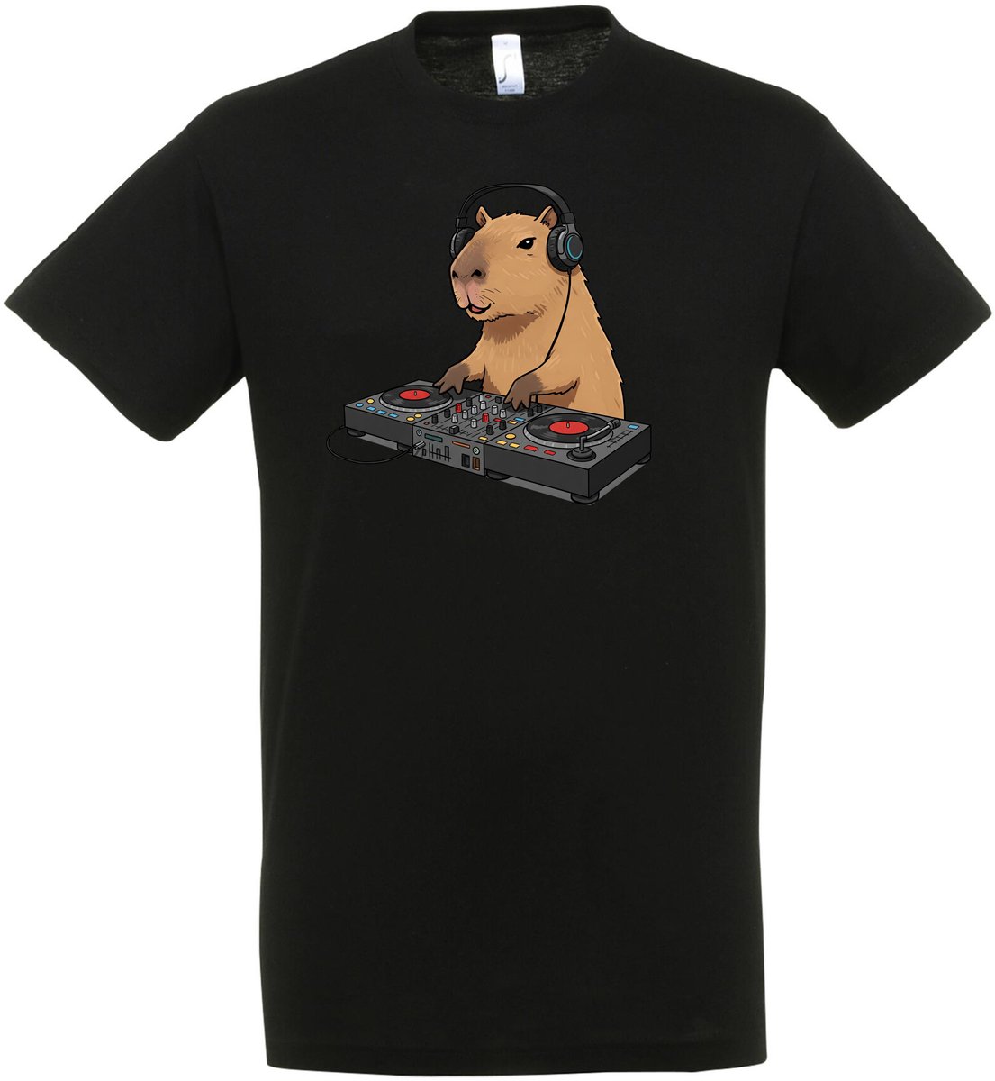 Capybara DJ T-shirt - Heren Dames Unisex - cadeau - Grappige T-shirt’s - Origineel Cadeau - Zwart - Capibara - Funny - Grappig - Maat XXL