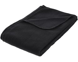Atmosphera Polar Fleece deken of plaid - zwart - 125 x 150 cm - polyester - Bankdeken - Fleece plaid