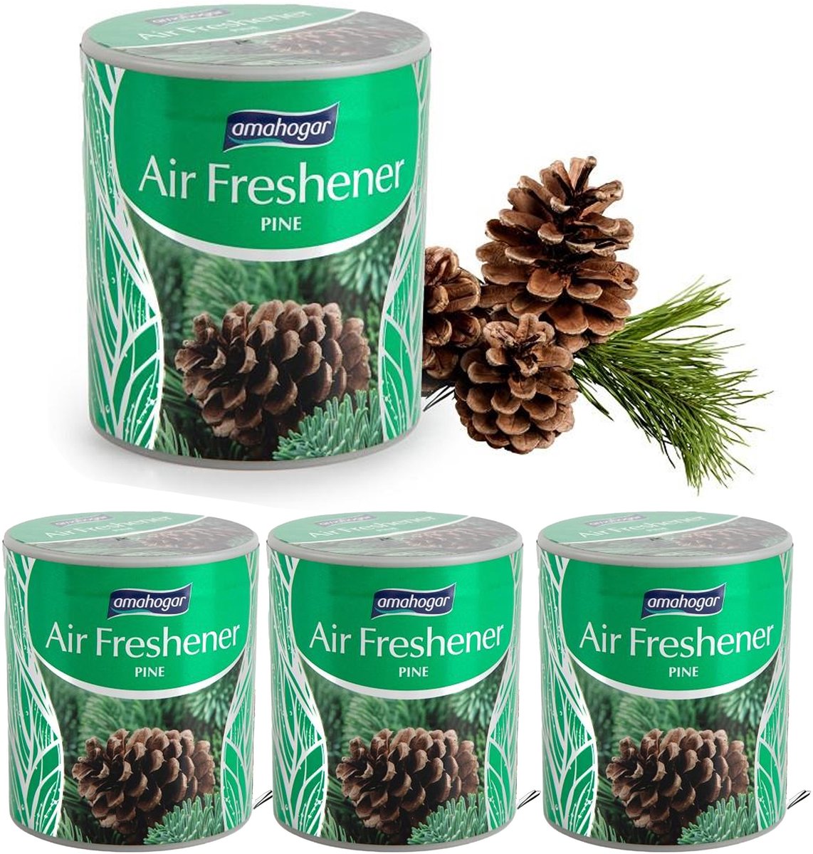 Ama Hogar Geur gel Dennen geur - 4x - 95 gram - geur blikje - 6 x 7 cm - auto/interieurparfum/luchtverfrisser