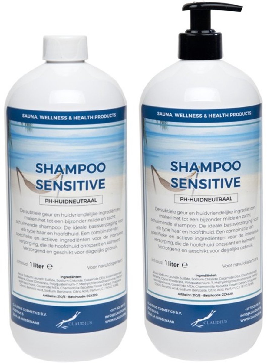 Shampoo Sensitive Care - 1 liter - 2 Stuks - met pomp - Voordeelverpakking - Haarverzorging