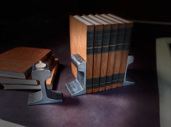 Firmo® Antieke Boekensteun - POLISHED 10 CM van Echte Spoorstaaf