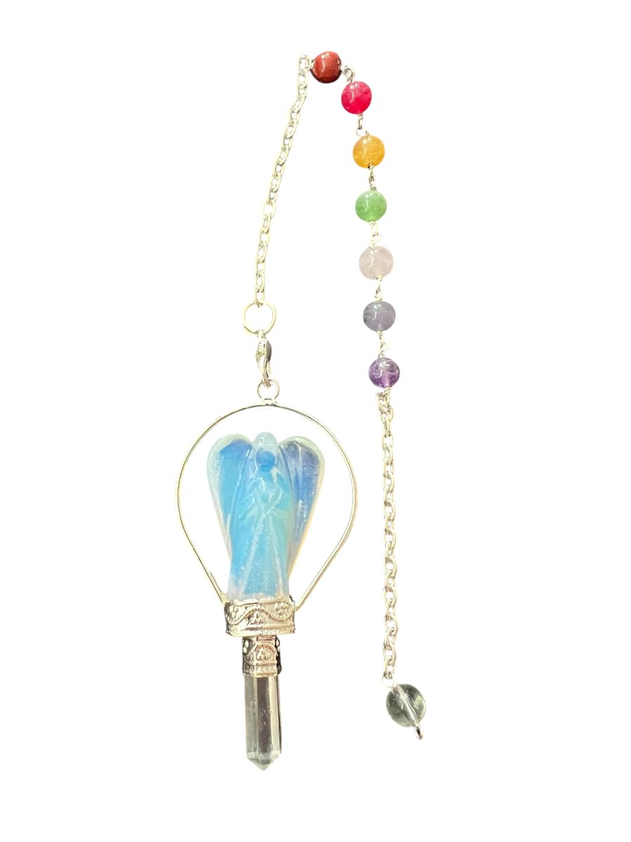 Pendel - opaliet - engel - edelsteen pendel - chakra ketting - 29 cm