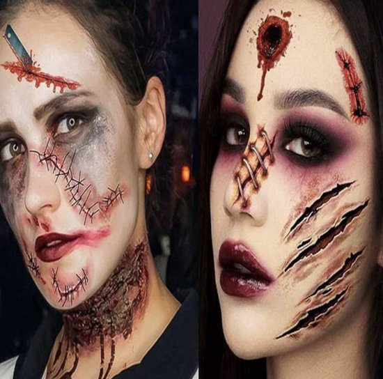 CARGEN Tatouages D'Halloween 4 Feuilles Faux Sang Tatouages