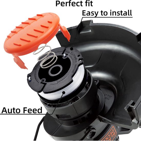Set van 6 A6481 / A6485 grasmaaier spoelen geschikt voor Black & Decker modellen zoals STC1820CM, STC1820PC, STC1820EPC, STC1840EPC, ST5530, ST1823 en GLC1823L20. — afbeelding 5