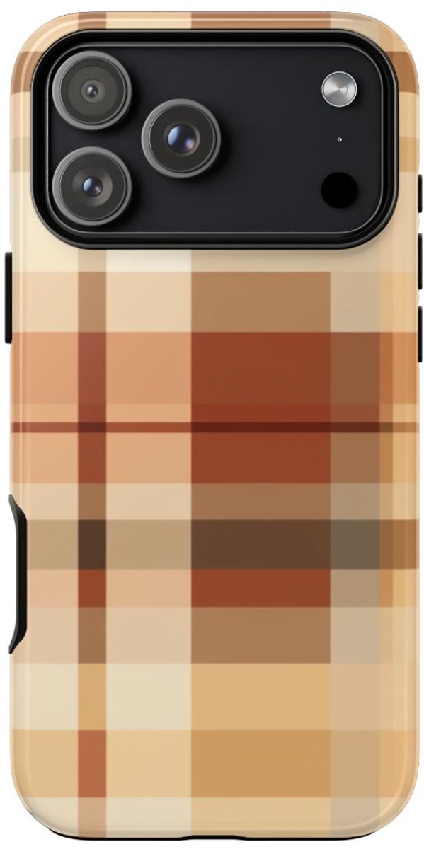 Warm Neutraal Tartan Ruitpatroon – Telefoonhoesje Geschikt voor iPhone 17 Pro Max