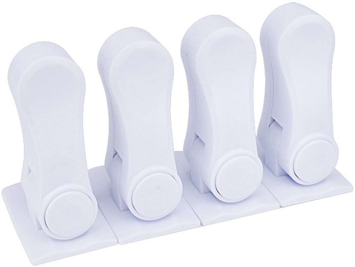 Image of 4 stuks - Deurklink Vergrendeling - Deur slot - Kindveilige deurkruk - Privacy Slot - Kinderslot Deur - Kinderbeveiliging - Deurbeveiliging - Zelfklevend - Geen boren - Wit - ABS - 70*35*50 MM