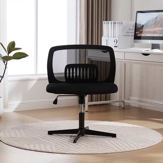 COSTWAY Spice Chair, Swivel Chair without Armrests, Office Chair with Wide Seat, Office Chair with Cross Foot, Height Adjustable, Tilt Function, Modern (Grey