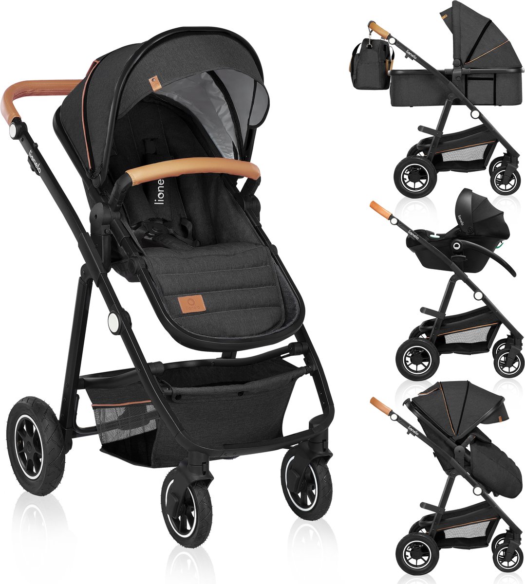 Kinderwagen 3-in-1 Lionelo Amber Graphite Grey