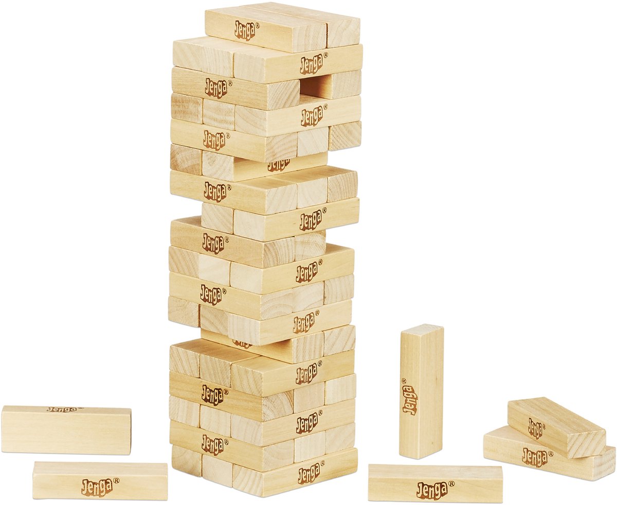 Klassieke Jenga Blokken van echt hardhout Stapeltorenspel voor kinderen vanaf 6 jaar 1 of meer spelers — afbeelding 4