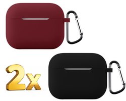 Telestore - hoesje geschikt voor AirPods Pro 3 soft case cover - 2 stuks zwart en rood - TPU hoesje Beschermhoes - AirPods Pro 3 Cover - AirPods Pro 3 hoesje - Geschikt voor Apple AirPods Pro 3 - gel hoesje met sleutelhanger