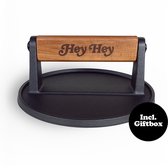Presse à hamburger en fonte XL - Presse à hamburger Extra lourde - Résistante à la chaleur - Rainures de grille étroites - Accessoires BBQ - Accessoires de vêtements pour bébé pour barbecue - Smash Burger - Outils BBQ