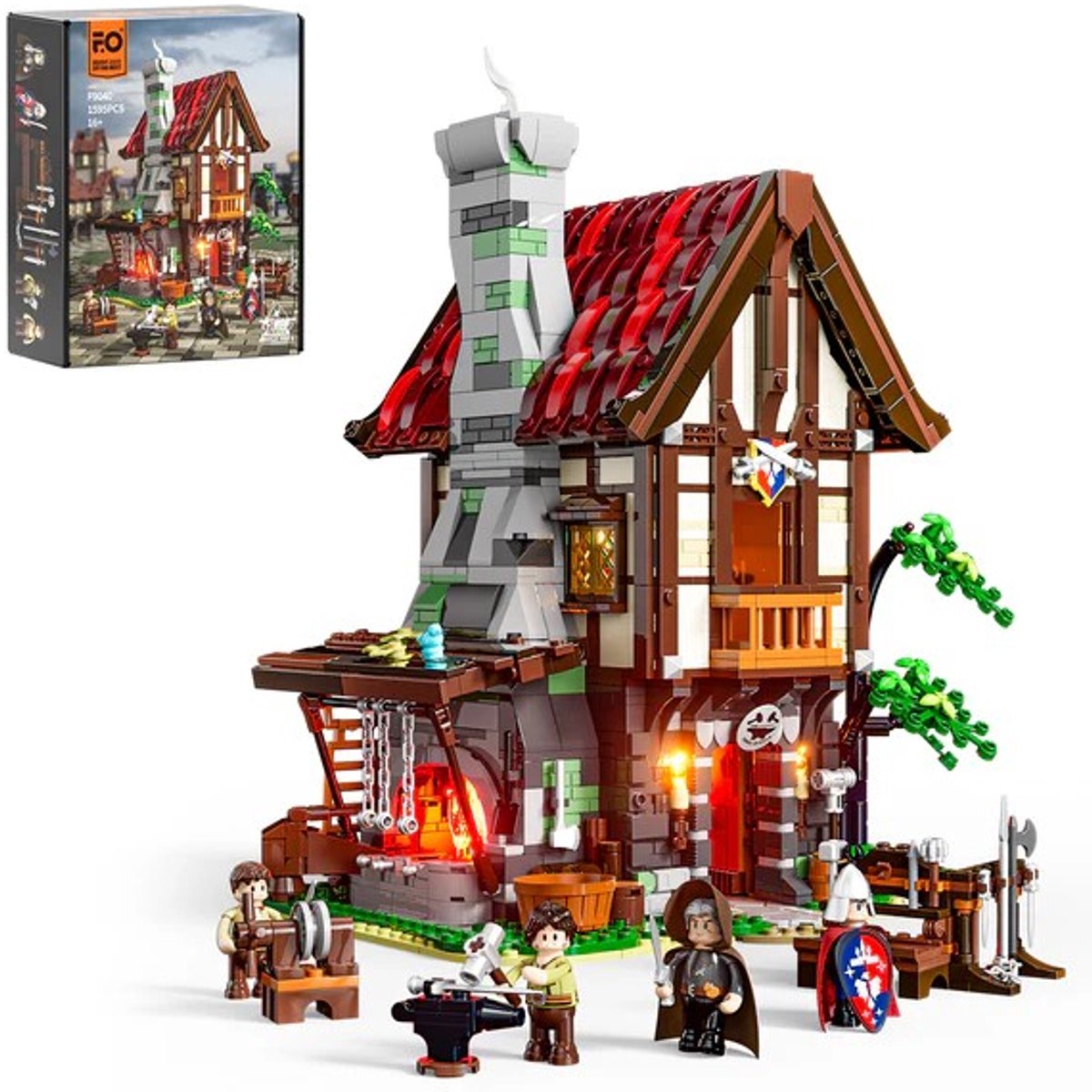 Lumibricks Forge House Bouwpakket - Met LED verlichting - Miniatuur huisjes - DIY modelbouw met 1595 bouwstenen - Bouwpakketten volwassenen - Bouwdoos F9040