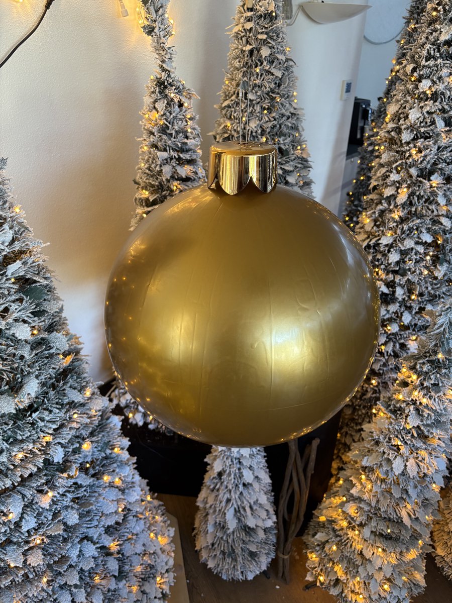 FDL- 45CM-opblaasbare kerstbal - goud - inclusief handpomp