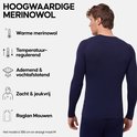 Man in donkerblauw thermoshirt met lange mouwen, raglanmouwen