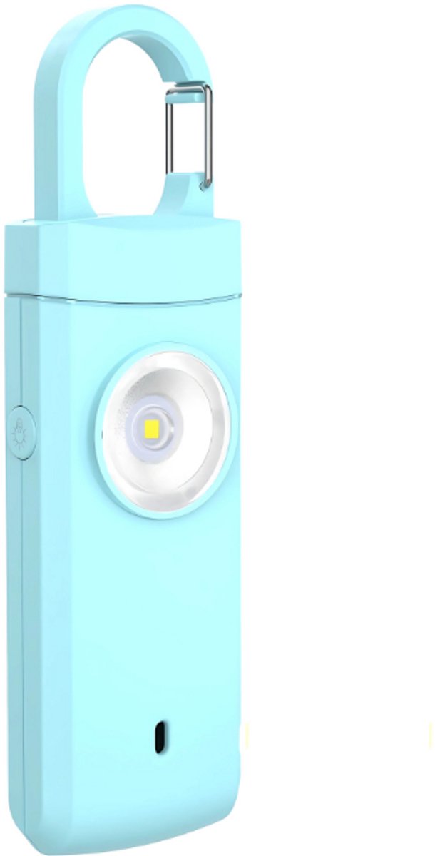 S4D® Premium Zakalarm – 130dB Persoonlijk Alarm met LED Zaklamp & Stroboscoop – Oplaadbaar via USB – Compact & Draagbaar – Verkrijgbaar in meerdere kleuren - Lichtblauw