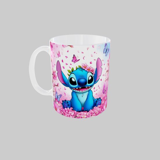 Tasse à café Stitch mignonne avec image « Stitch » H 9,5 cm Diamètre 8 cm 350 ml Céramique
