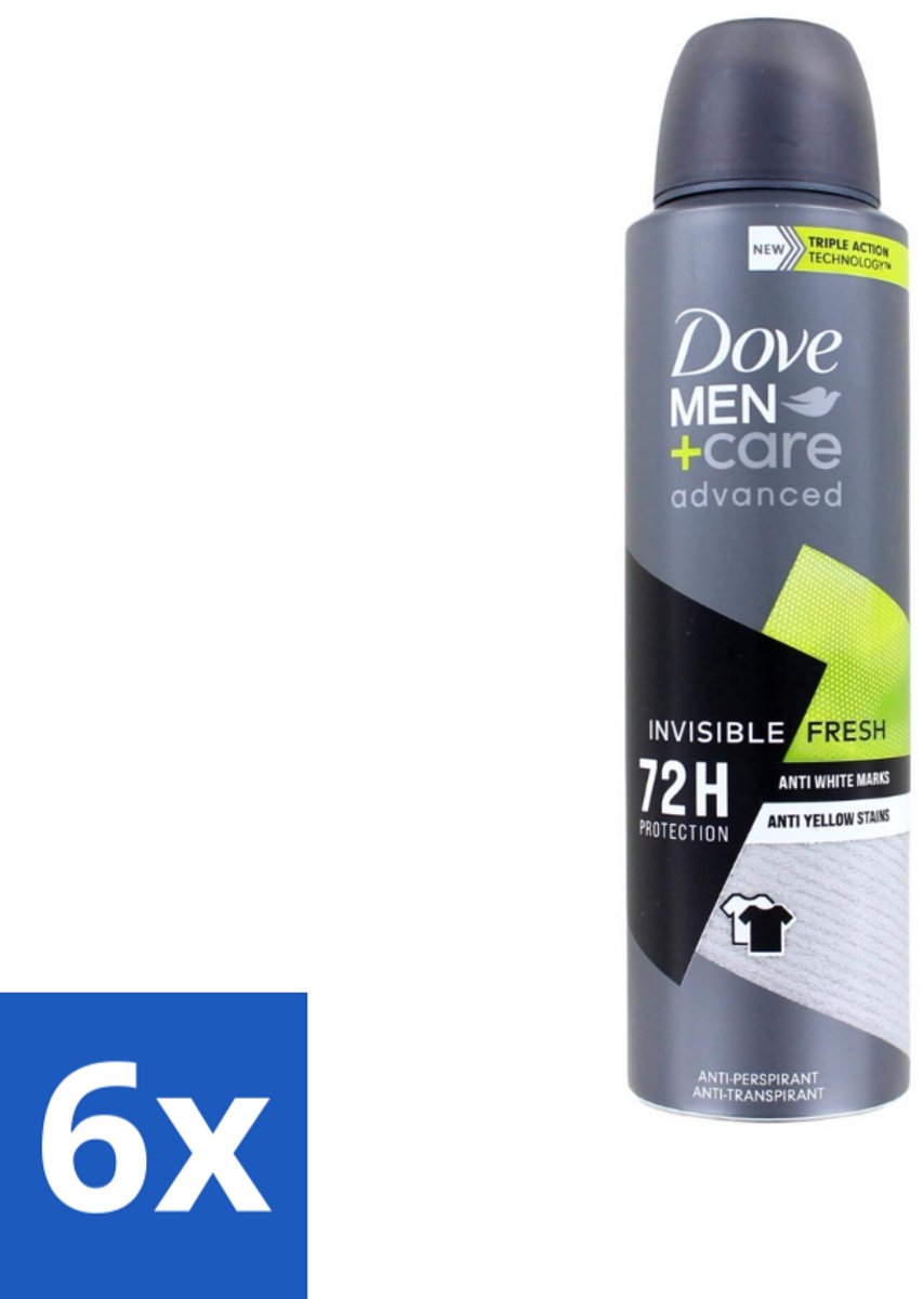 6 x Dove Men+Care Deodorant Spray - Invisible Fresh - 150 ml - Deodorant Spray - Anti-transpirant - Mannen Deodorant - 72 Uur Bescherming - Onzichtbare Formule