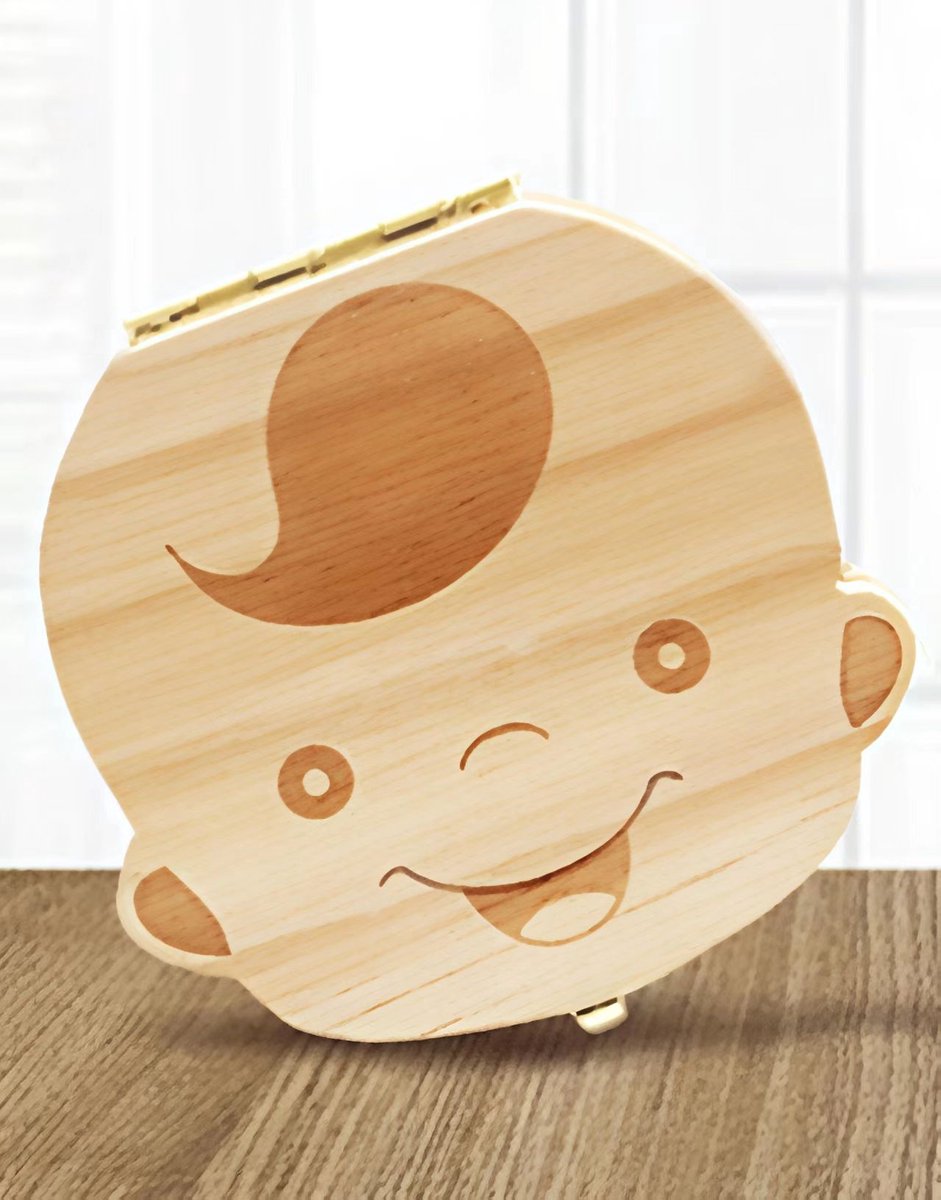 Tandendoosje - Houten Babytandendoosje voor Jongens - Kindertanden Opbergdoos - Nederlandse Editie