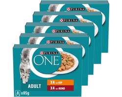 PURINA® ONE® Adult - Kattenvoer Natvoer - Kip & Rund - 40 x 85 g