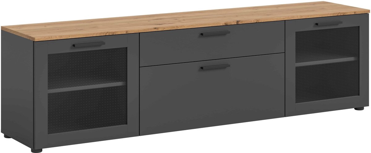 Furnilux Niklas ladekast basaltgrijs NB Artisan eiken NB glas - 40x185x52cm glas, eiken