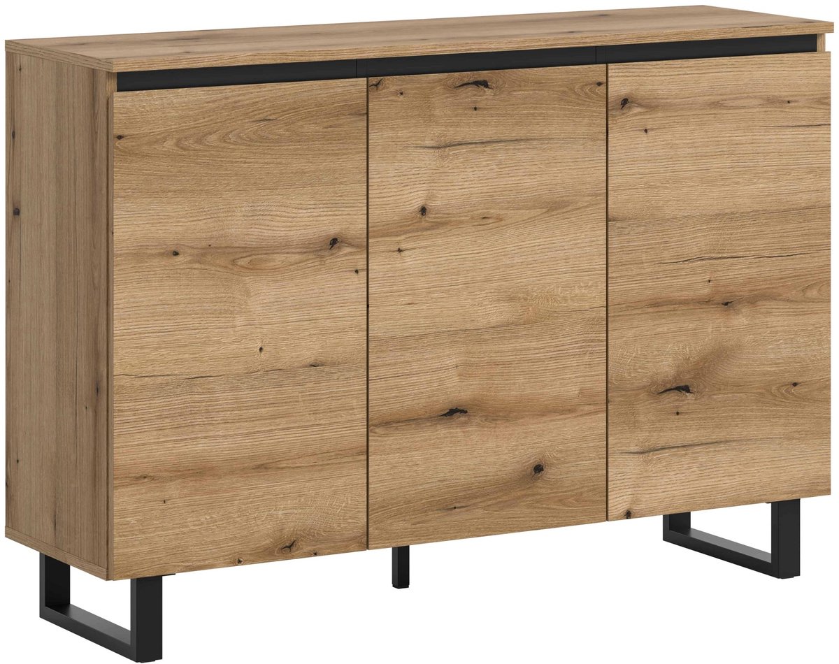 Furnilux Dressoir Tomasa in Evoke Eik - 120x84x36cm Evoke Oak met zwarte accenten