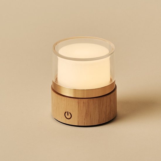 Tavellio Leo Oplaadbare Tafellamp – H9 – Hout – Lichtbruin