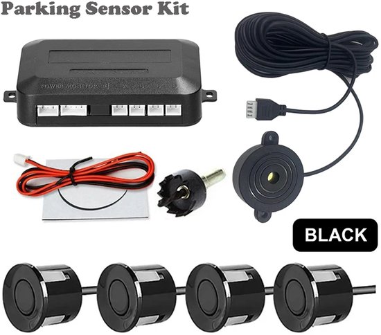 Parkeersensor Kit - 4 Sensoren - 12V - 22mm - Geluidswaarschuwingssysteem - Zwart