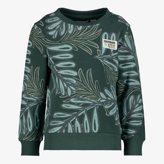 Unsigned jongens sweater met bladerenprint groen - Maat 92