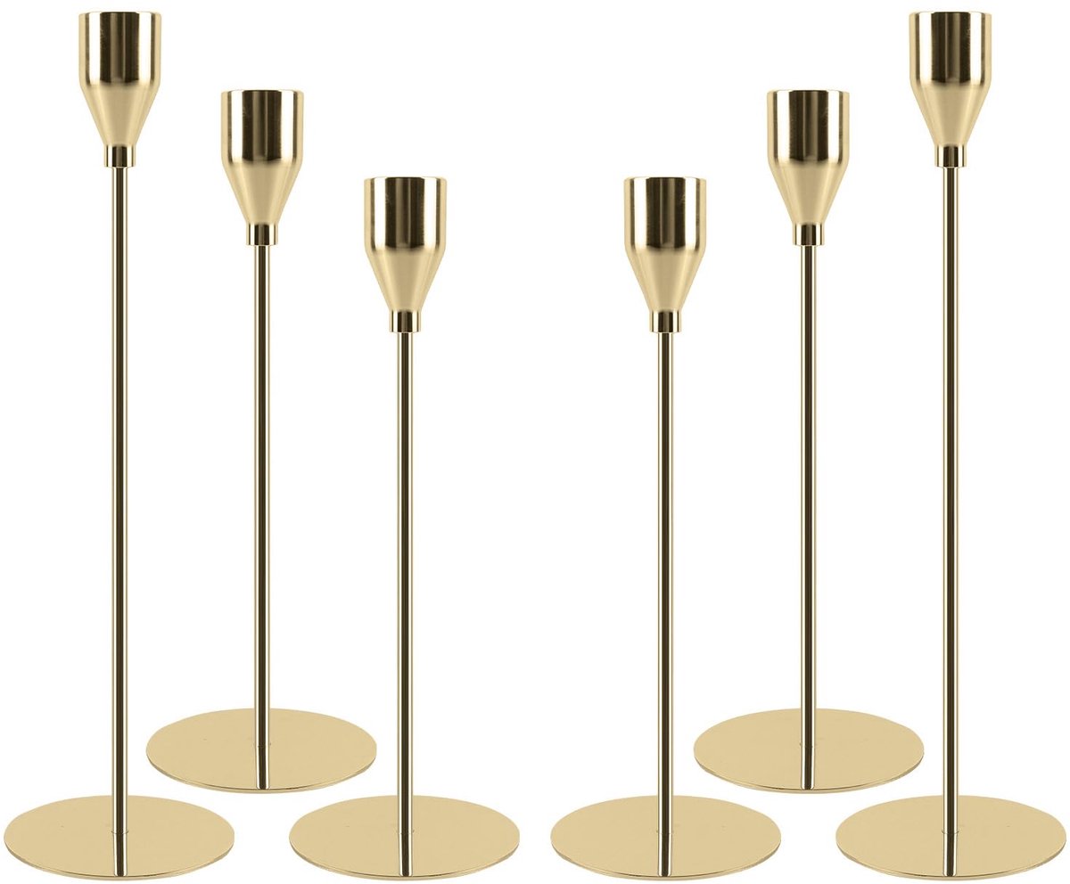 Ibenzoa Set van 6 decoratieve gouden kandelaars voor feestelijke tafeldecoratie