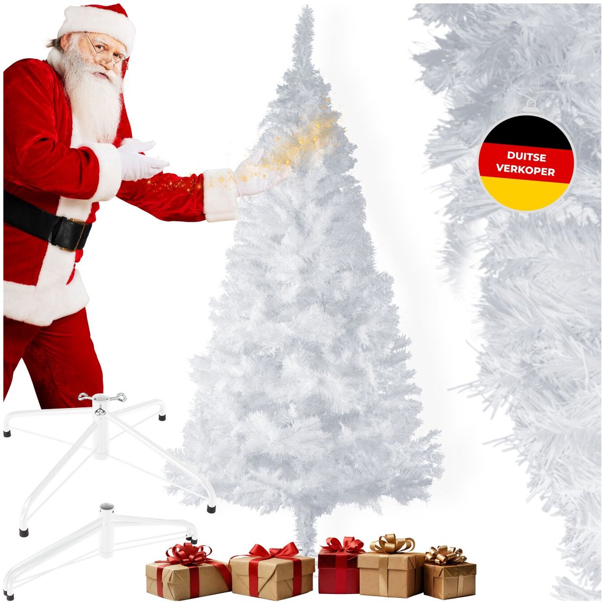 tectake® Kunstkerstboom - Levensecht met flexibele takken - Volumineus - Stabiel en eenvoudig te monteren - Kunstkerstboom als kerstversiering - 180cm - 533 takken - Wit