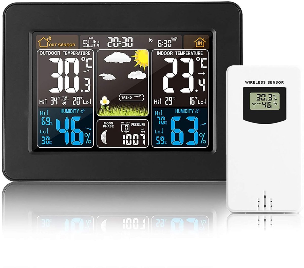 Draadloos Weerstation met LCD-Kleurendisplay en Sensor - Temperatuur- en Luchtvochtigheidsmonitor voor Huis en Kantoor