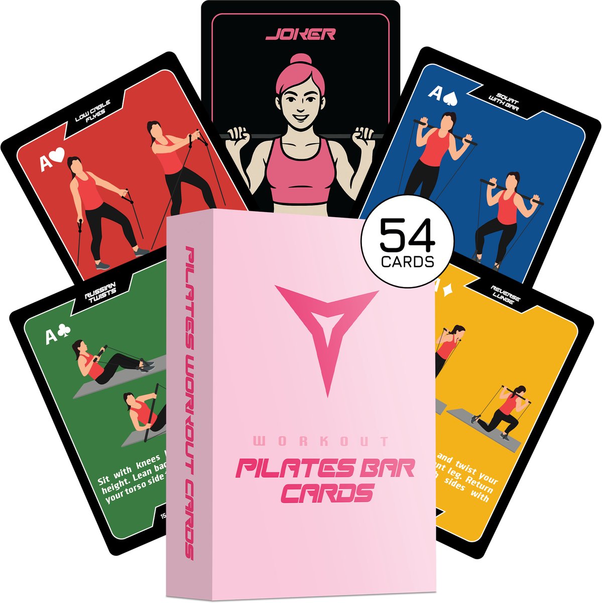 Breaking Limits Pilates Bar Workout Kaarten – 54 Oefeningen + 2 Power Cards - Thuis Sporten - Fitness - Krachttraining