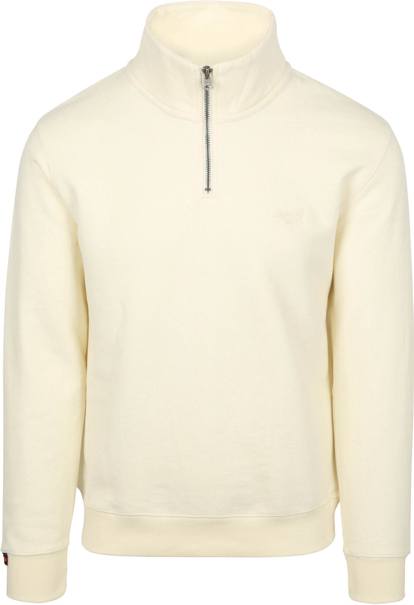 Superdry Half Zip Pullover Henley Essential Ecru – Heren Quarter zip Wit