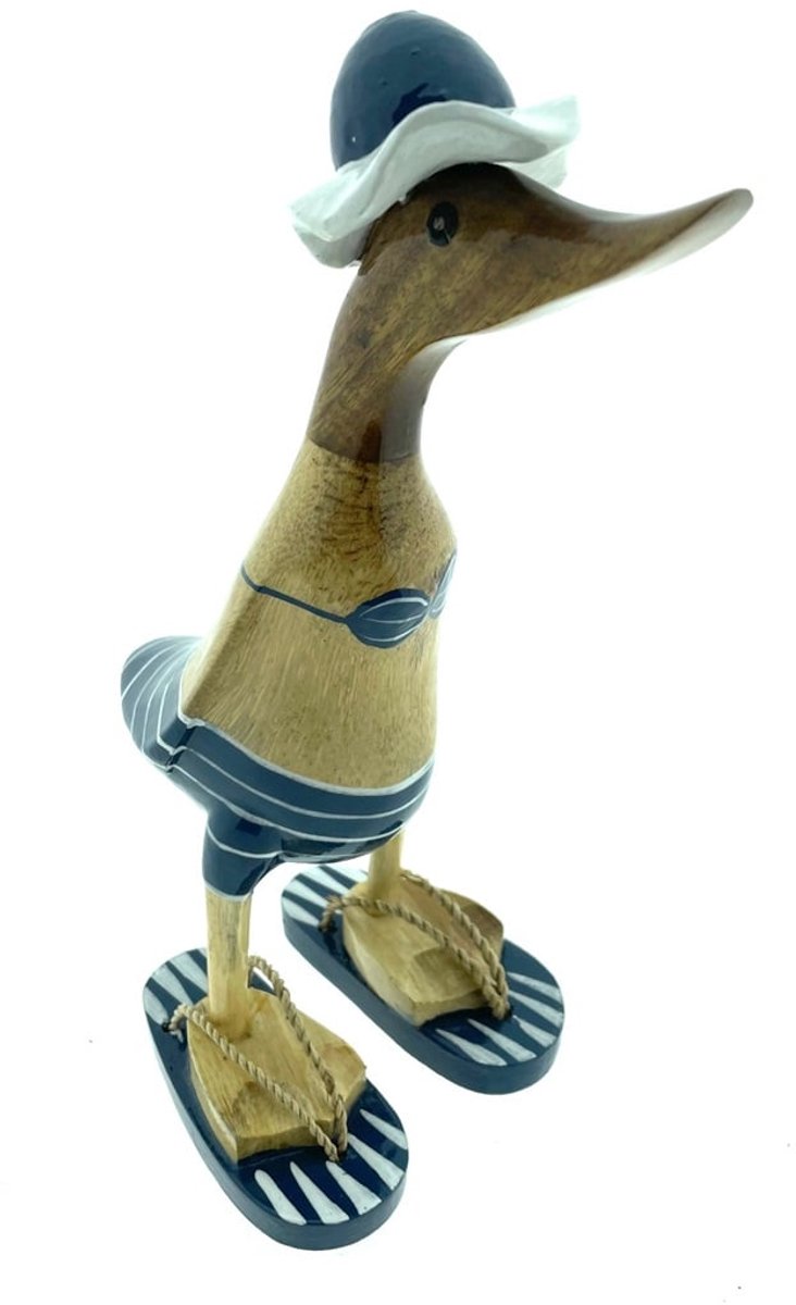Houten eend Jesse L donkerblauw wit