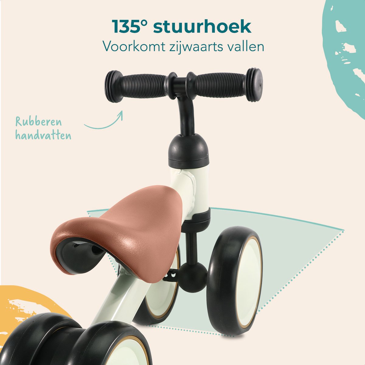LifeGoods Loopfiets - Speelgoed Vanaf 1 jaar - Jongens en Meisjes - Kinderstep - Loopfietsje - Crème — afbeelding 4