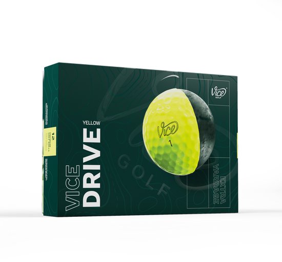 Vice Golf Drive - 12 golfballen - Geel - 2-delig - Duurzame Surlyn® cover - Extra afstand & slijtvast — afbeelding 3
