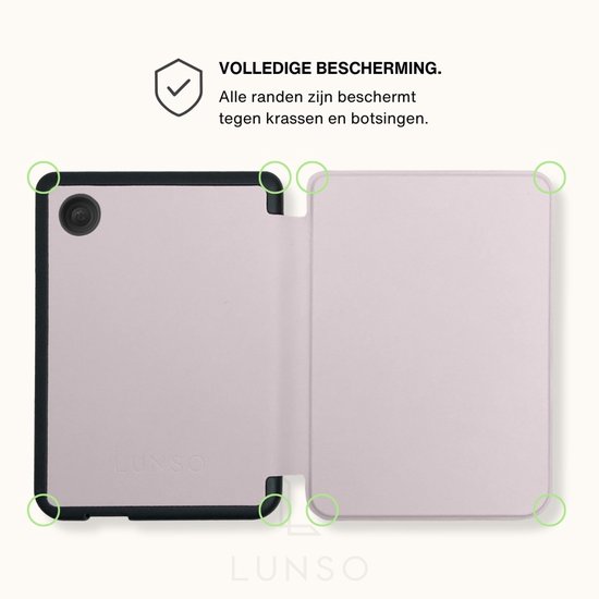 Lunso Geschikt voor Kobo Clara BW / Clara Colour hoes (6 inch) - sleepcover - Lichtroze — afbeelding 5