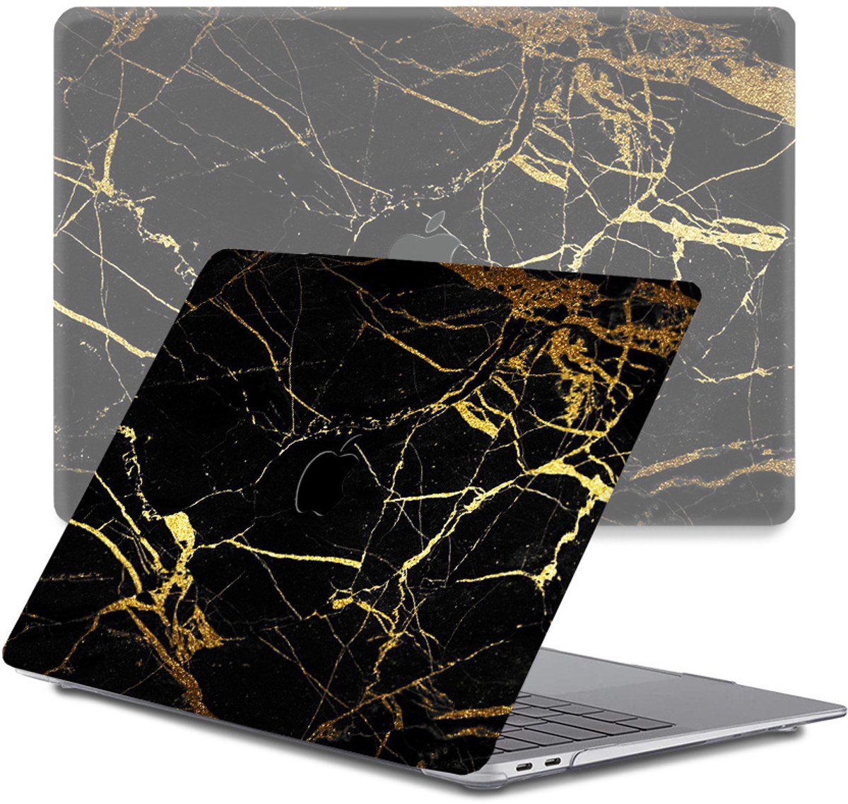 Lunso Geschikt voor MacBook Air 13 inch (2018-2019) cover hoes - case - Marble Nova