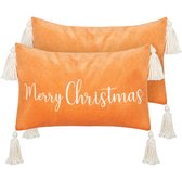 LITHOPS - Lot de 2 Sierkussen - Oranje - Velours