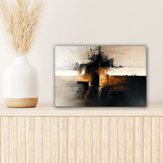 Peinture sur toile 30x20 cm - Décoration murale Moderne - Zwart - Peinture - Or - Décoration murale salon - Décoration chambre moderne - Tableaux abstraits