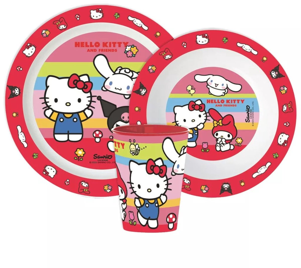 Hello Kitty & Friends kinderservies 3-delig – bord, kom & beker