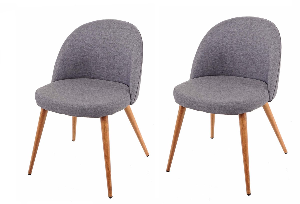 MCW Set van 2 eetkamerstoelen MCW-D53, keukenstoel, retro jaren 50 design, stof/textiel ~ donkergrijs