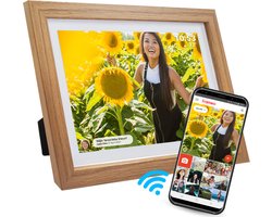 Denver Digitale Fotolijst 15.6 Inch - Hout - XL - Full HD - Frameo App - Fotokader - WiFi - 16GB - IPS Touchscreen - PFF1543LW